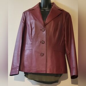 East 5th Leather Jacket Burgundy